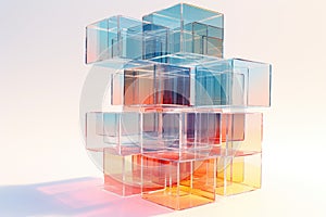 Transparent layers Disperse cube not too many abstract background. ai generative