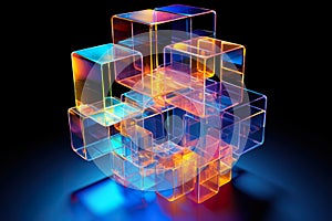 Transparent layers Disperse cube not too many abstract background. ai generative