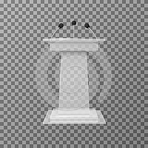 Transparent lecture speaker podium tribune isolated vector illustration