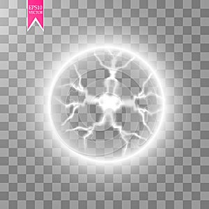 Transparent light effect of electric ball lightning. Magic plasma ball