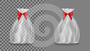 Transparent Light Polyethylene Package With Red Bow