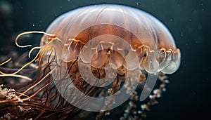 Transparent moon jellyfish glows in underwater beauty generated by AI