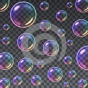 Transparent Multicolored Soap Bubbles background