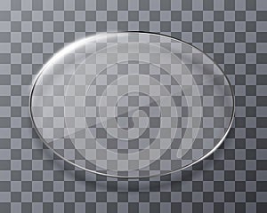 Transparent oval. Glass plate mock up. Vector illustration