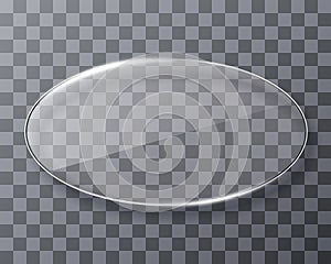 Transparent oval. Glass plate mock up. Vector illustration