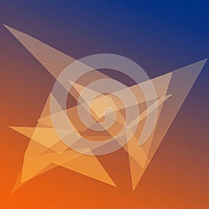 Transparent, overlapping triangles form a dynamic abstract pattern on a gradient