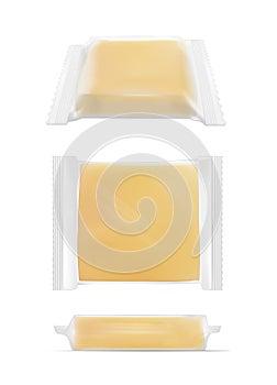 Transparent packaging with cheese