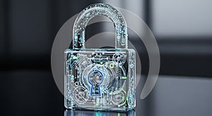 Security lock technology ensuring digital protection cyber safety privacy encryption data and secure system access