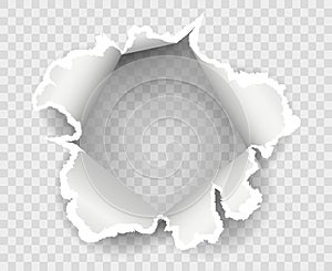 Transparent paper rip hole photo