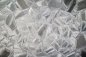 Transparent, patterned, abstract and old weathered glass flat texture