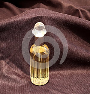 A transparent perfume bottle