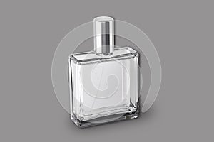 Transparent Perfume bottle isolated on background with clipping path and copy space for your text.