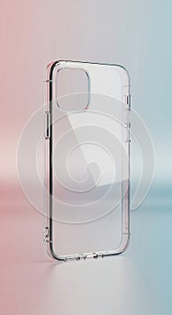 Transparent Phone Case Mockup on Gradient Background