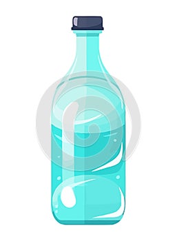 Transparent plastic bottle with blue purified water