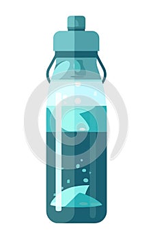 Transparent plastic bottle icon with purified water