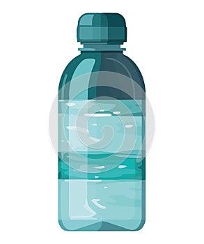 Transparent plastic bottle with purified water icon