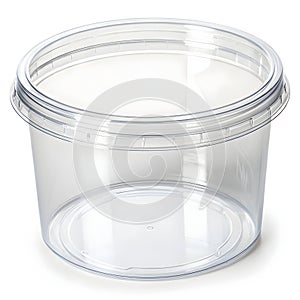 Transparent plastic container isolated on white background