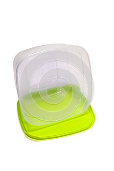 Transparent plastic container for lunch, with clipping path