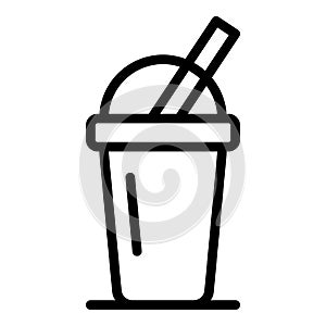 Transparent plastic cup icon, outline style