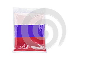 Transparent plastic packaging bag with small bulk goods