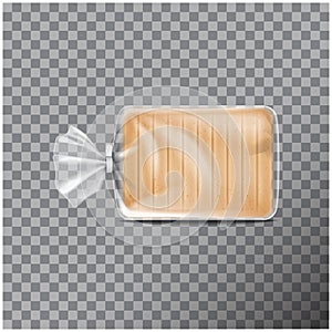 Transparent plastic packaging for bread. Pack for sweets, cookies. Vector mock up illustration