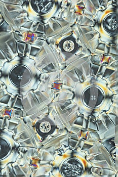 Transparent plastic in polarized light