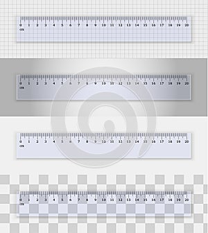 Transparent plastic ruler 20 centimeters