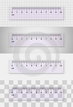 Transparent plastic ruler 10 centimeters