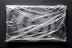 Transparent Plastic Wrap on Black Background Mock-Up