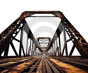 transparent PNG of a Arch Bridge. passageway wood road. rusty steel metal iron.