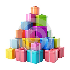 Transparent or PNG Image of a Stack of Colorful Boxes