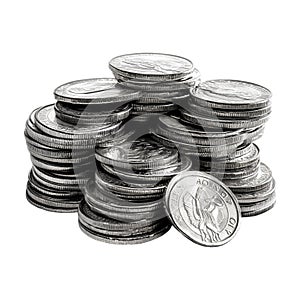 Transparent or PNG Image of Stack of Silver Coins