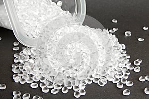 Transparent Polyethylene granules. HDPE.Plastic pellets. Plastic Raw material photo