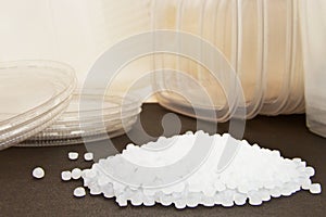 Transparent Polyethylene granules and plastic containers for the photo