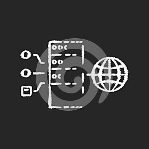 Transparent proxy chalk white icon on black background