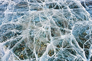 Transparent pure ice of Lake Hovsgol