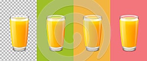 Transparent realistic orange juice in a glass