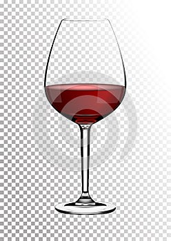 Transparente realista copas de vino lleno de vino tinto oscuro rubí borgonón. ilustraciones en fotorrealista 