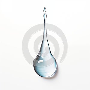 Transparent realistic water drop isolated on white background.