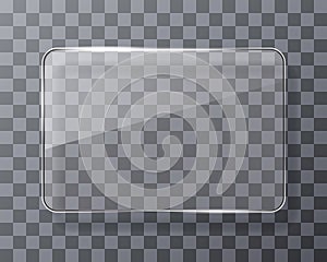 Transparent rectangle. Glass plate mock up. Vector illustration