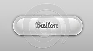 Transparent rounded shiny glass button. UI element.