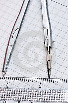 Transparent ruler lies close-up