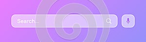 Transparent search bar. Internet browser engine with search box, address bar and text field. UI design, website