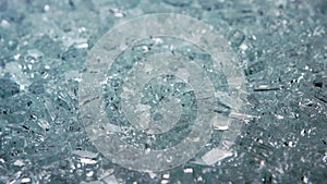 Transparent shards of broken glass. Close up