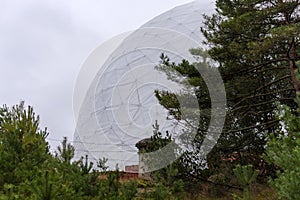 Transparent shelters for protection of radar stations. Dome over radio relay antennas, glissade antennas. Radio beacons mobile photo