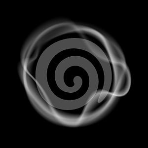 Transparent smoke ring on a black background, vector illustration