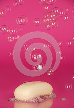 Transparent soap bubbles and piece
