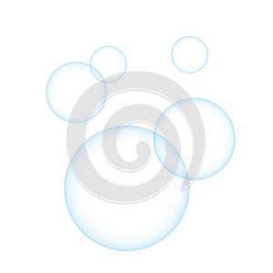 Transparent blue soap bubbles set, vector illustration photo