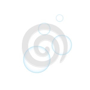 Transparent blue soap bubbles set, vector illustration photo