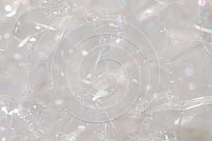 Transparent soap little foam clean unequal bubbles macro
